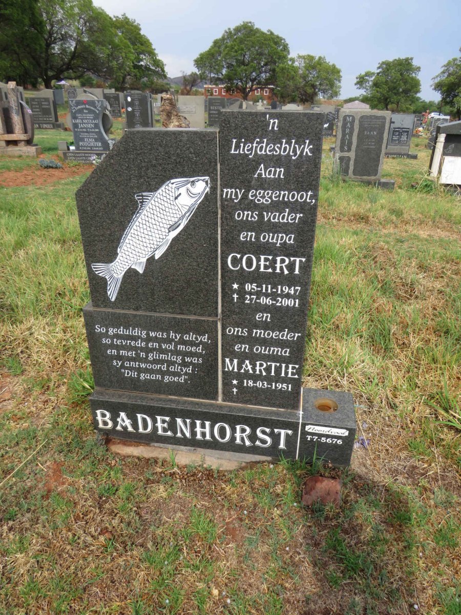 BADENHORST Coert 1947-2001 & Martie 1951-