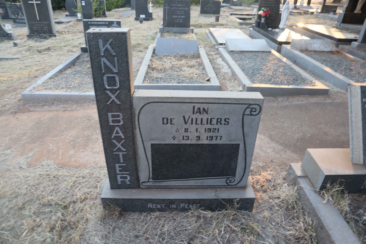 BAXTER Ian De Villiers, KNOX 1921-1977