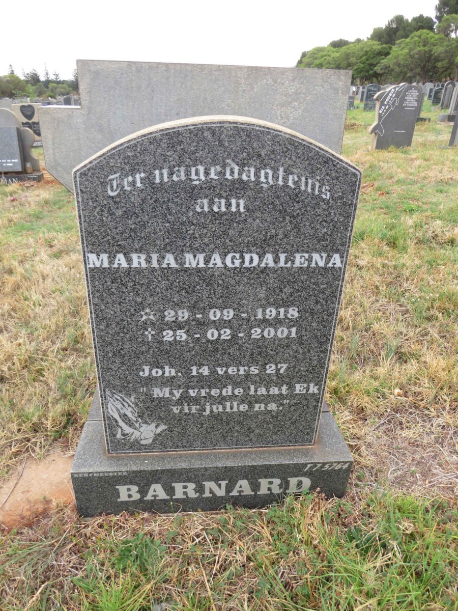 BARNARD Maria Magdalena 1918-2001