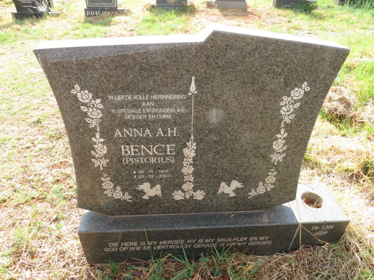 BENCE Anna A.H. nee PISTORIUS 1917-2003
