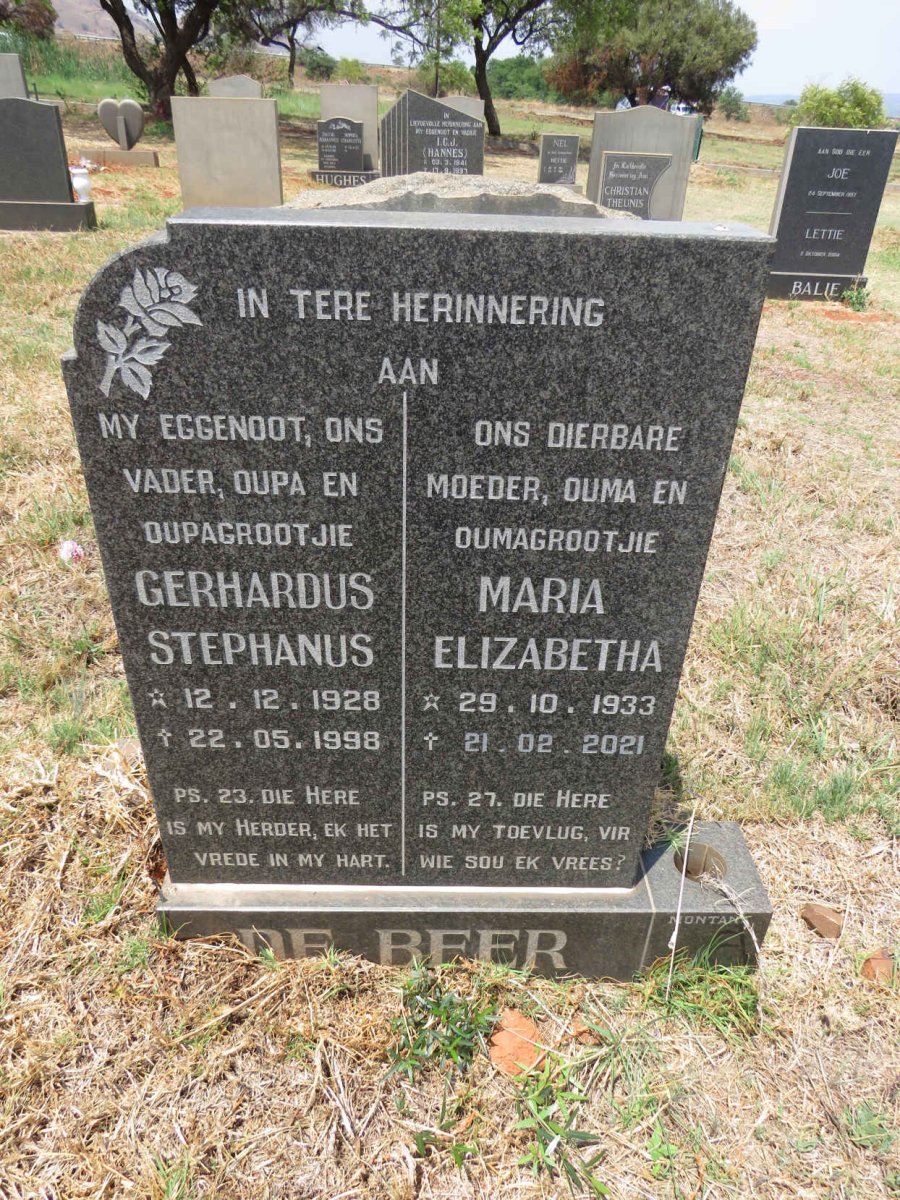 BEER Gerhardus Stephanus, de 1928-1998 & Maria Elizabeth 1933-2021