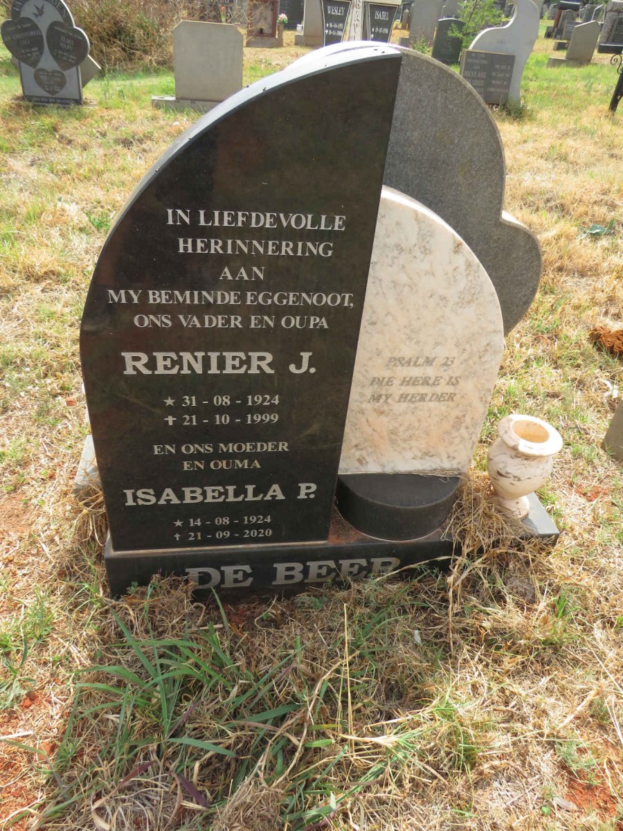 BEER Renier J., de 1924-1999 & Isabella P. 1924-2020