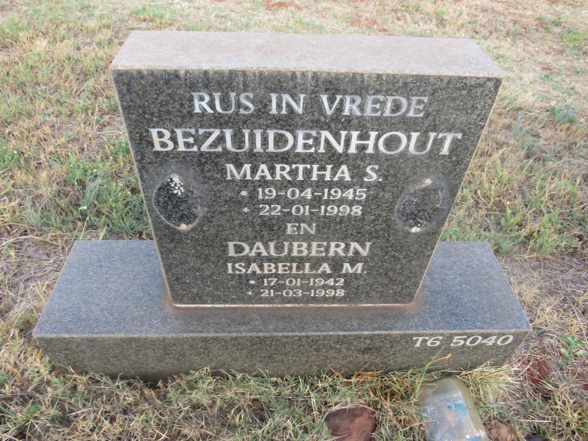 BEZUIDENHOUT Martha S. 1945-1998 :: DAUBERN Isabella M. 1942-1998