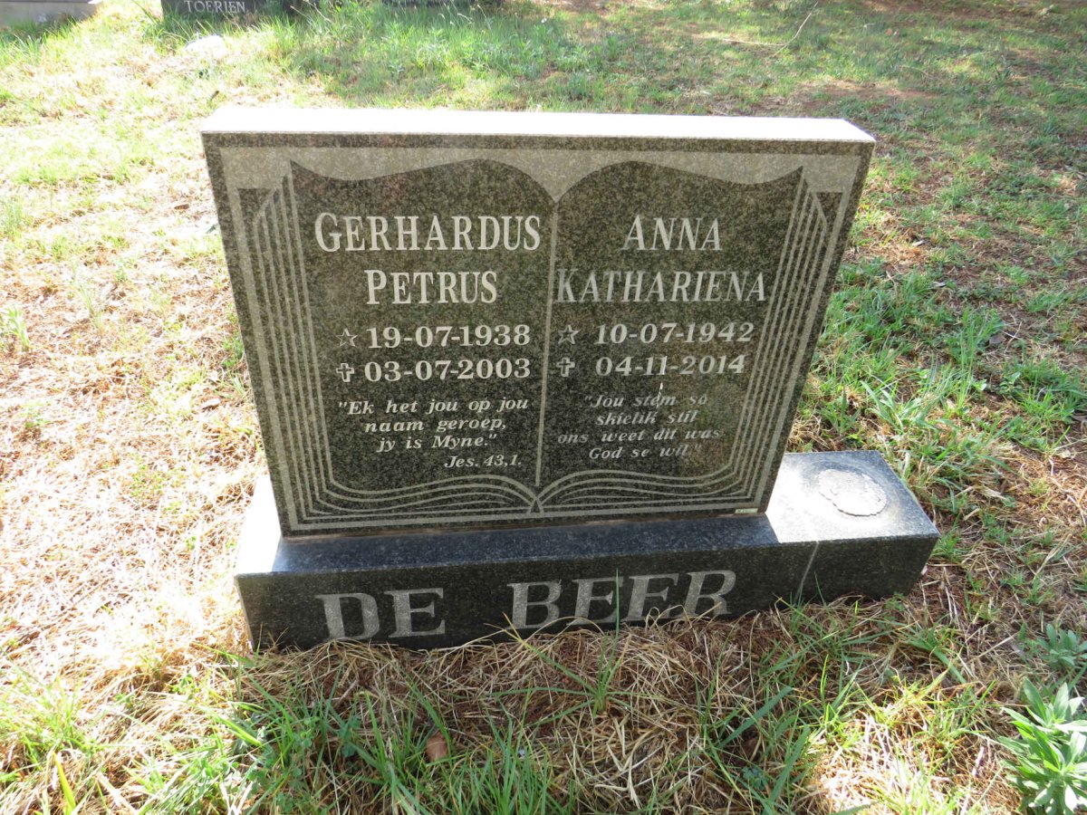 BEER Gerhardus Petrus, de 1938-2003 & Anna Kathariena 1942-2014
