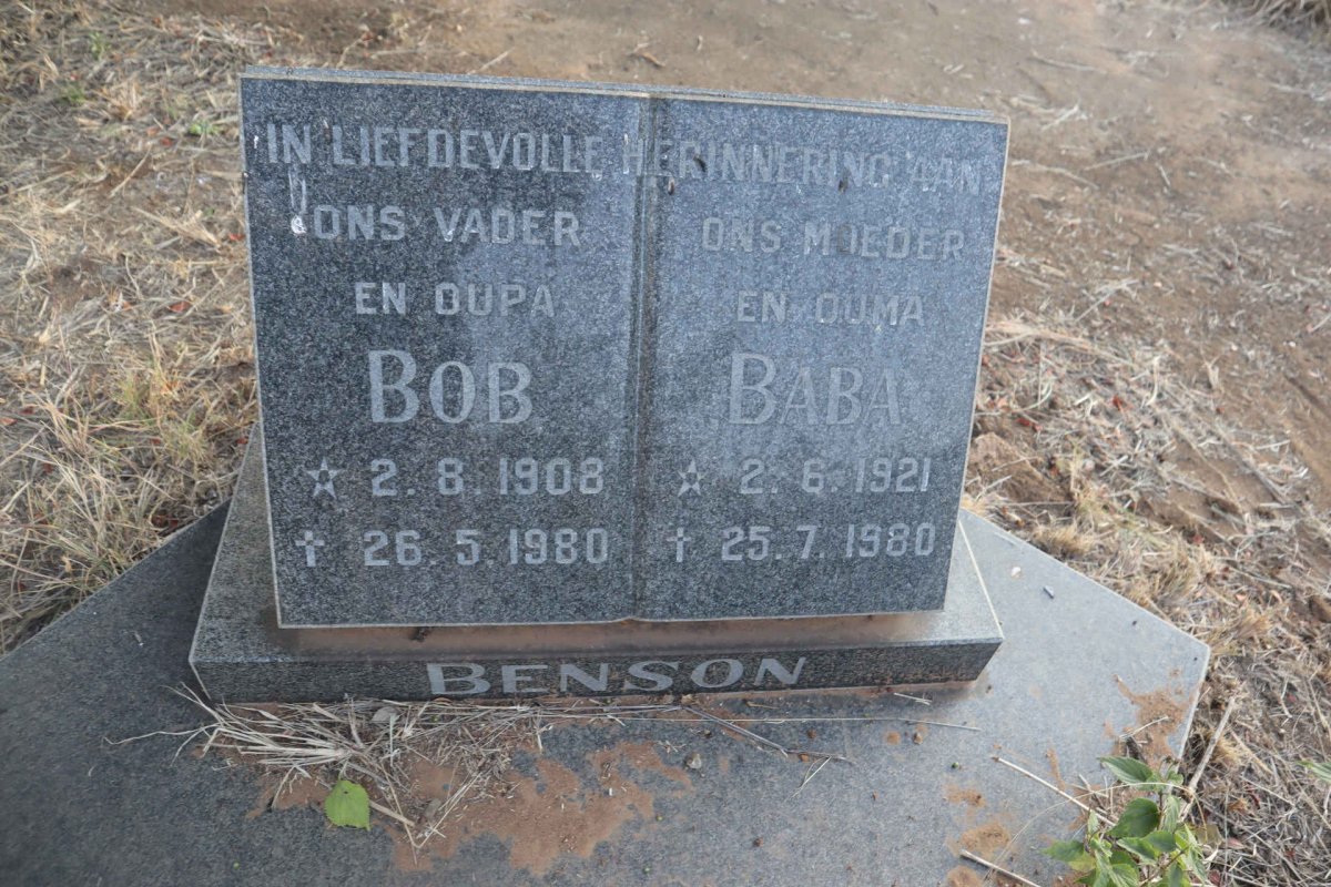 BENSON Bob 1908-1980 & Baba 1921-1980