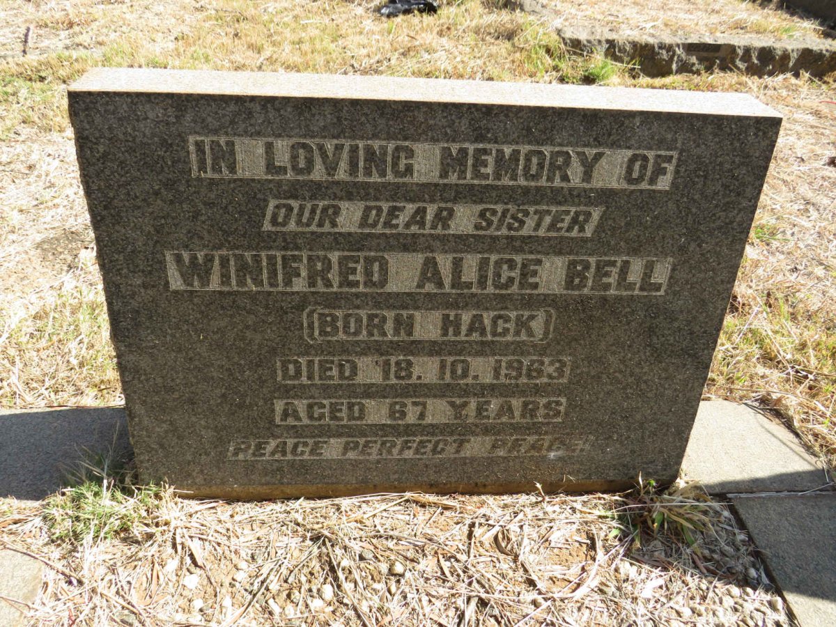 BELL Winifred Alice nee HACK -1963