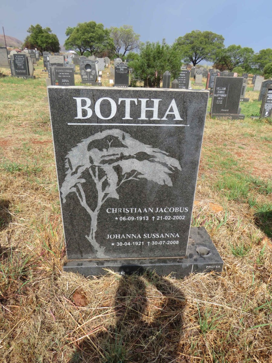 BOTHA Christiaan Jacobus 1913-2002 & Johanna Sussanna 1921-2008