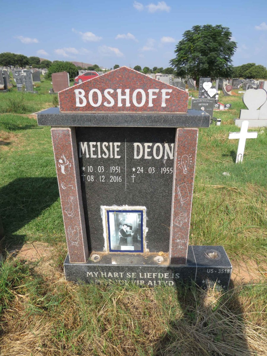 BOSHOFF Deon 1955- & Meisie 1951-2016