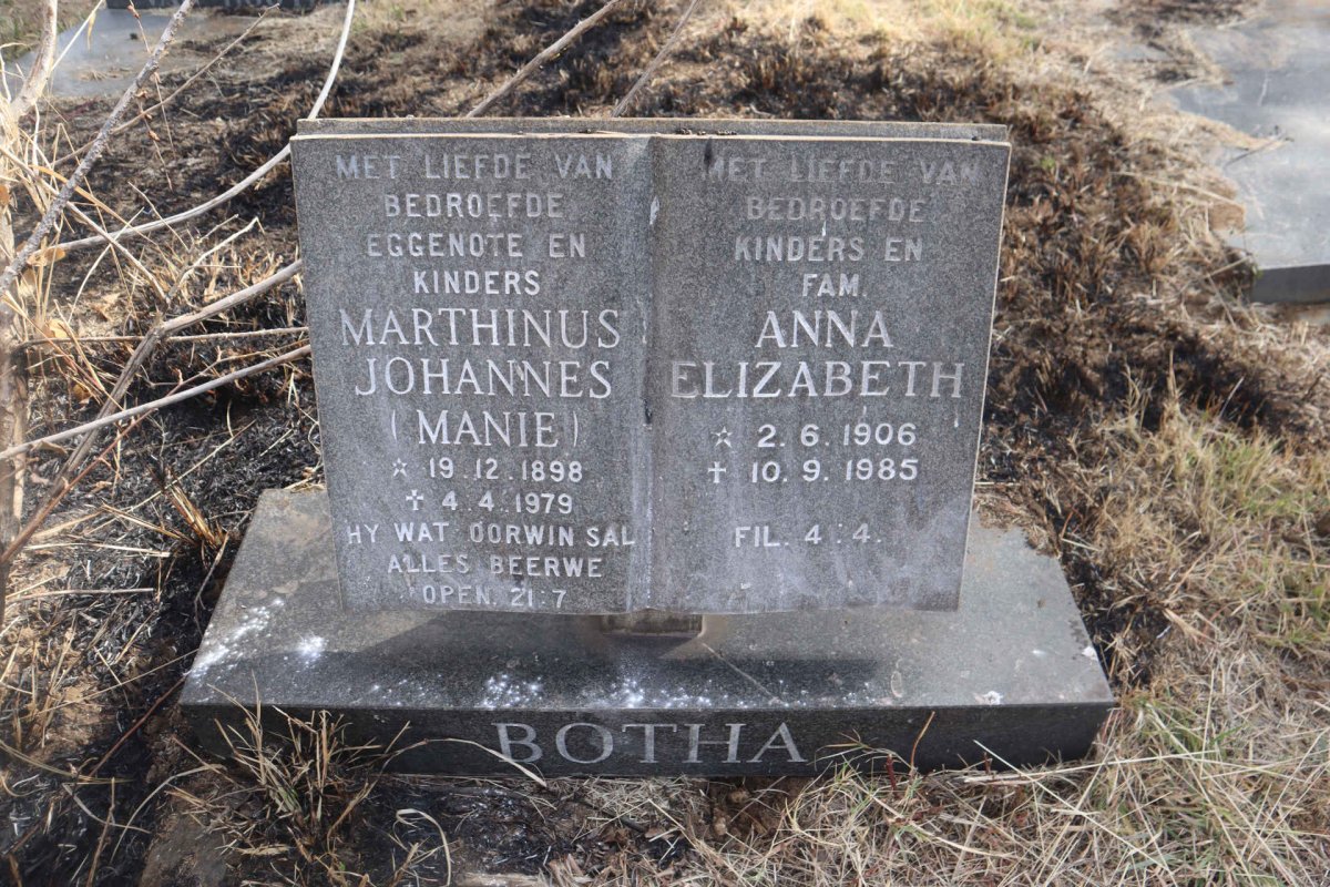 BOTHA Marthinus Johannes 1898-1979 & Anna Elizabeth 1906-1985