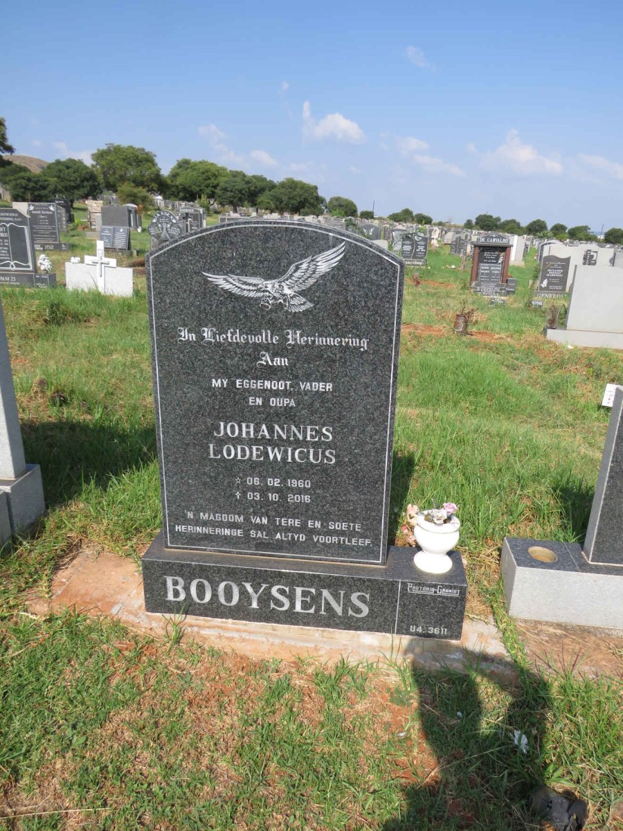 BOOYSENS Johannes Lodewicus 1960-2016