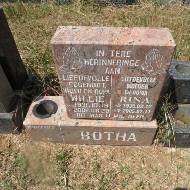 BOTHA Willie 1931-2002 & Rina 1939-2005