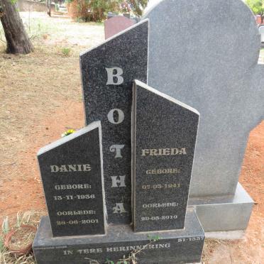 BOTHA Danie 1936-2001 & Frieda 1941-2010