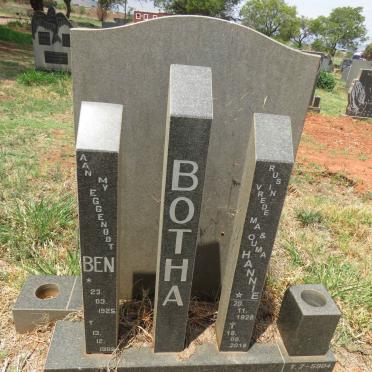 BOTHA Ben 1925-1999 & Hannie 1928-2018