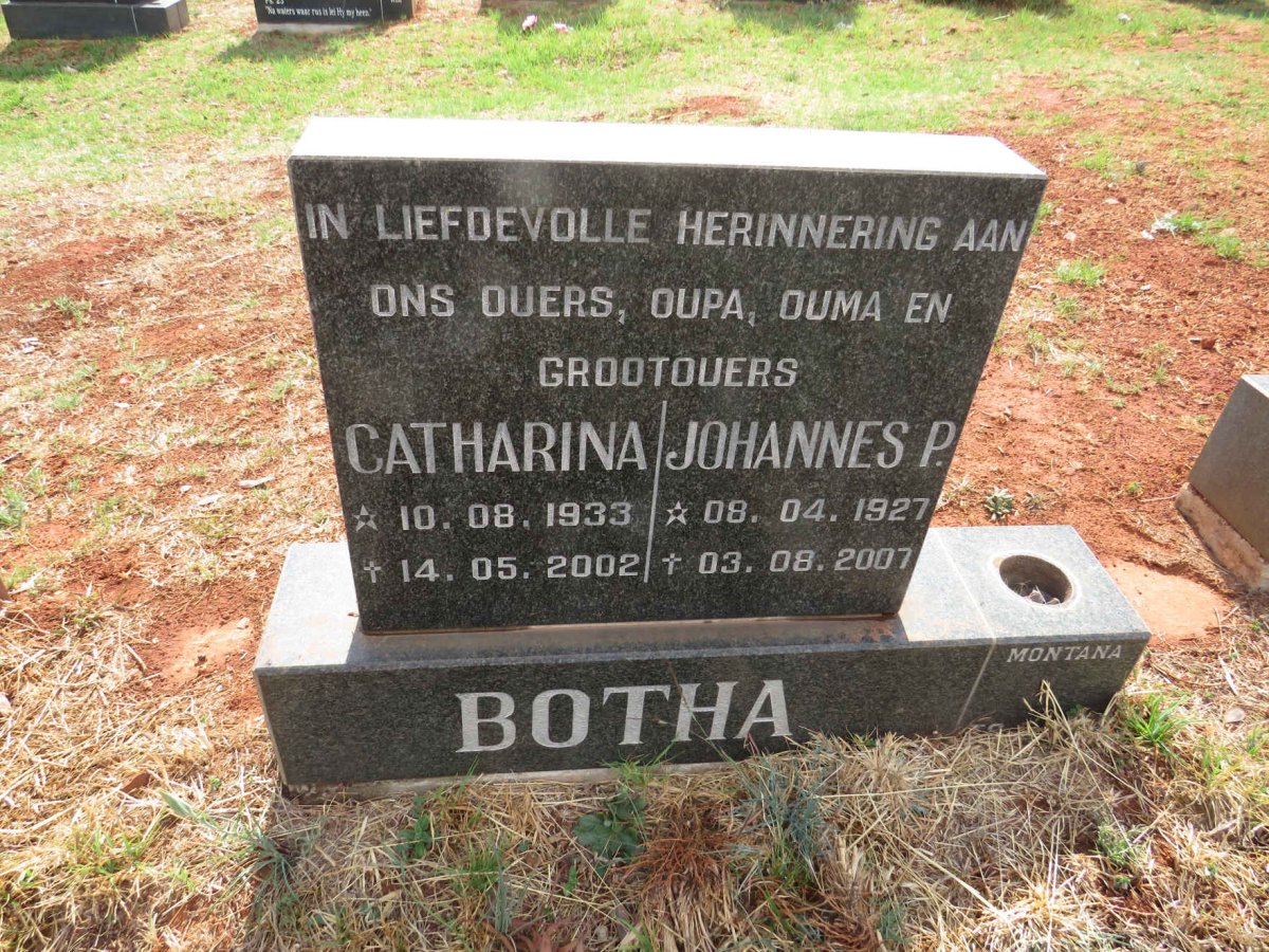 BOTHA Johannes P. 1927-2007 &  Catharina 1933-2002 