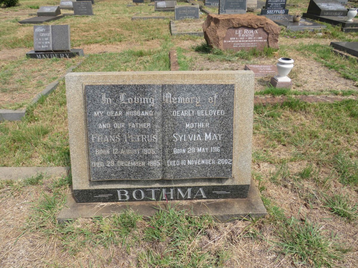 BOTHMA Frans Petrus 1905-1965 & Sylvia May 1916-2002