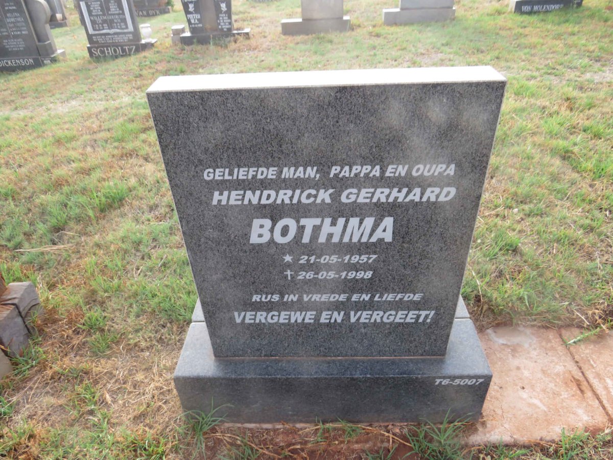 BOTHMA Hendrick Gerhard 1957-1998