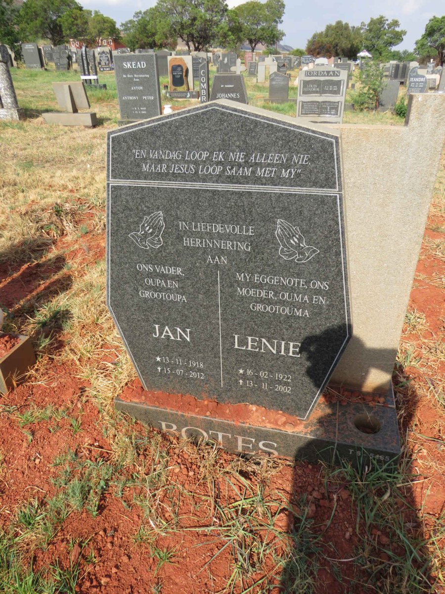 BOTES Jan 1918-2012 & Lenie 1922-2002