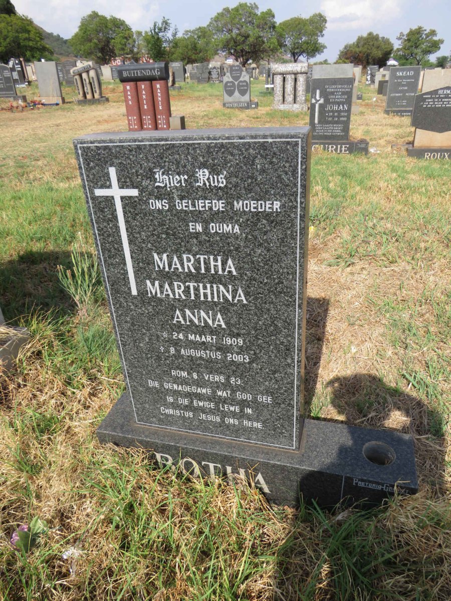 BOTHA Martha Marthina Anna 1909-2003
