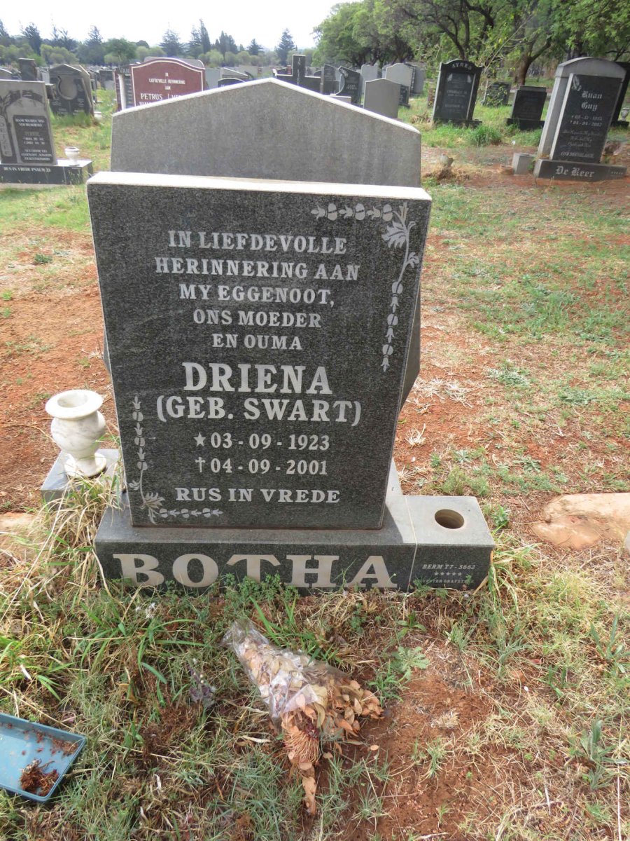 BOTHA Driena nee SWART 1923-2001