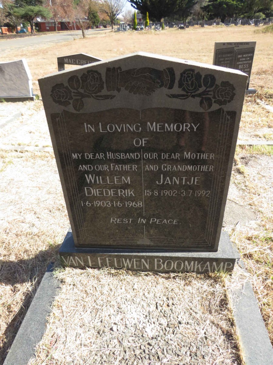 BOOMKAMP Willem Diederik, VAN LEEUWEN 1903-1968 & Jantje 1902-1992
