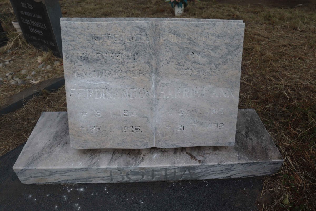 BOTHA Ferdinandus 1914-1995 & Harriet Ann 1915-1992