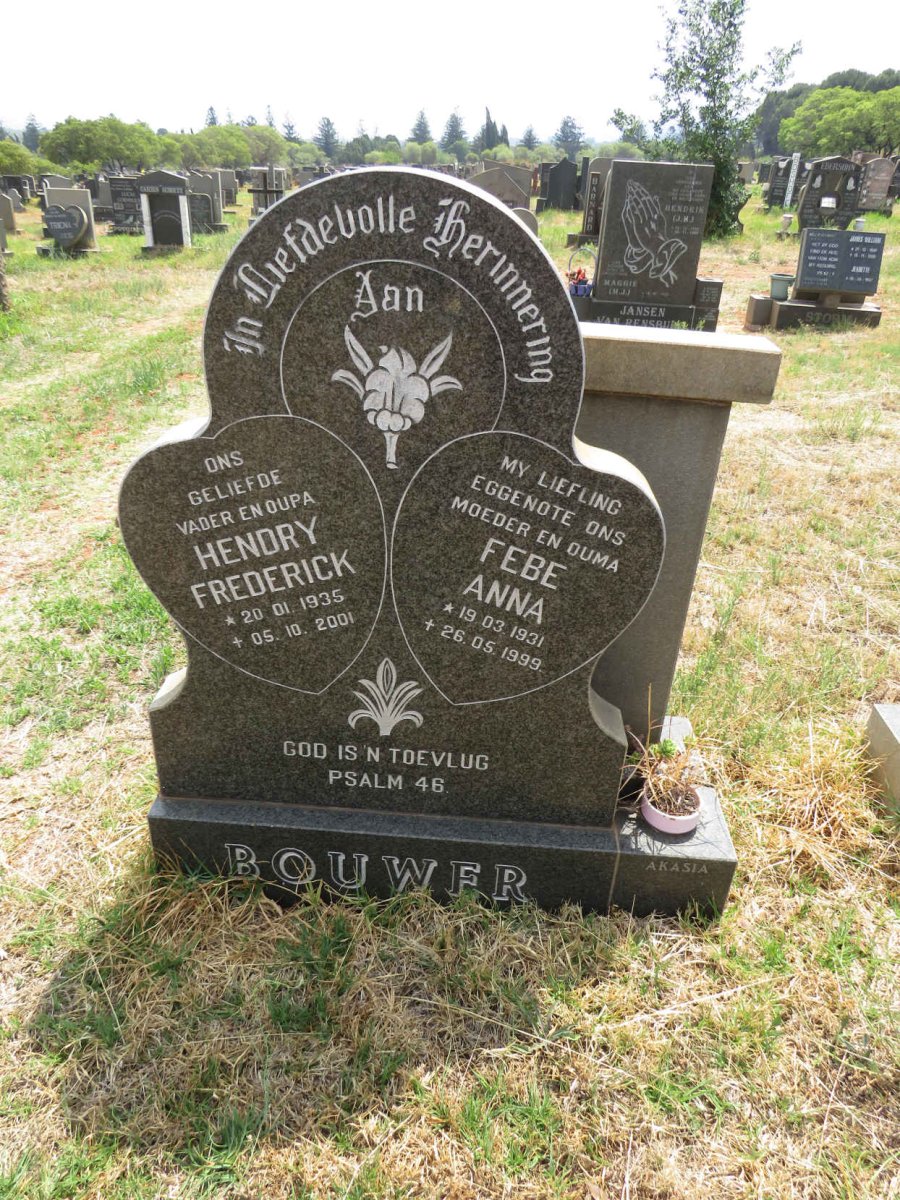 BOUWER Hendry Frederick 1935-2001 & Febe Anna 1931-1999