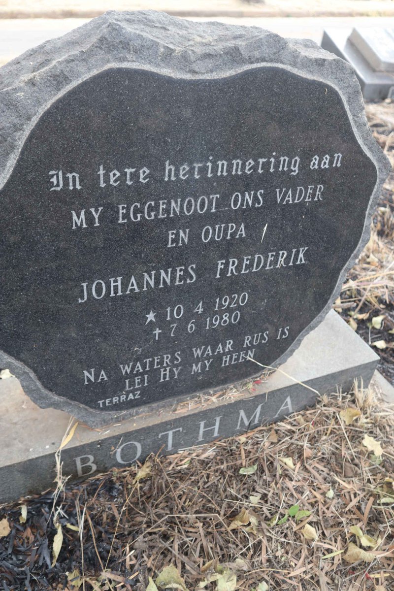 BOTHMA Johannes Frederik 1920-1980