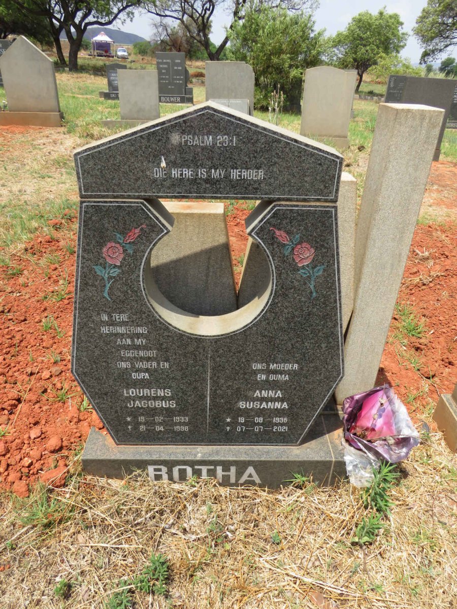 BOTHA Lourens Jacobus 1933-1998 & Anna Susanna 1936-2021