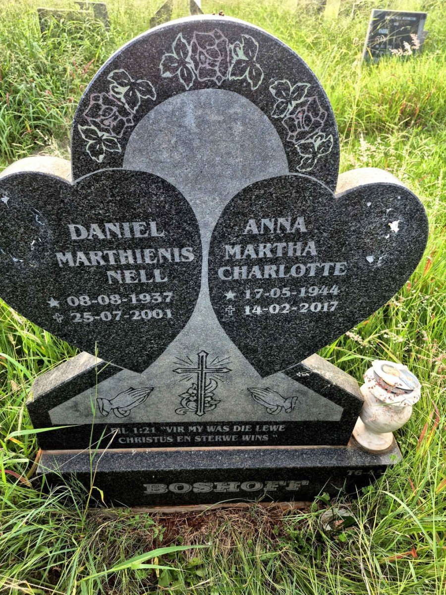 BOSHOFF Daniel Marthienis Nell 1937-2001 & Anna Martha Charlotte 1944-2017