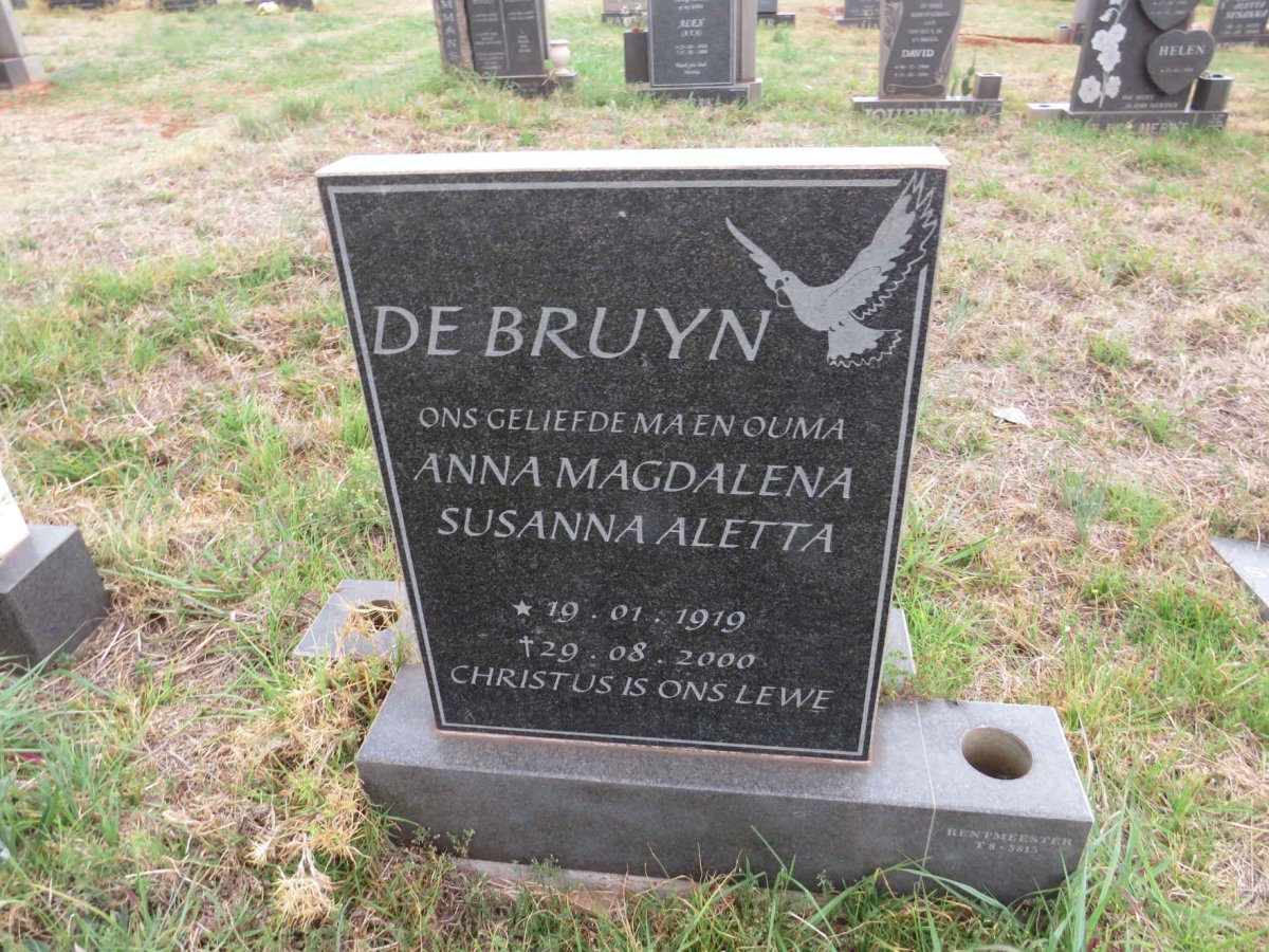 BRUYN Anna Magdalena Susanna Aletta, de 1919-2000