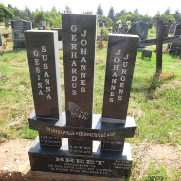 BREET Gerhardus Johannes 1932-2018 & Gesina Susanna 1932-2022 :: BREET Johannes Jurgens 1960-