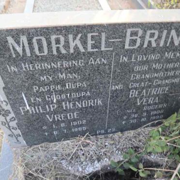 BRINK Philip Hendrik Vrede, MORKEL- 1902-1985 & Beatrice Vera ROGERS 1906-1990