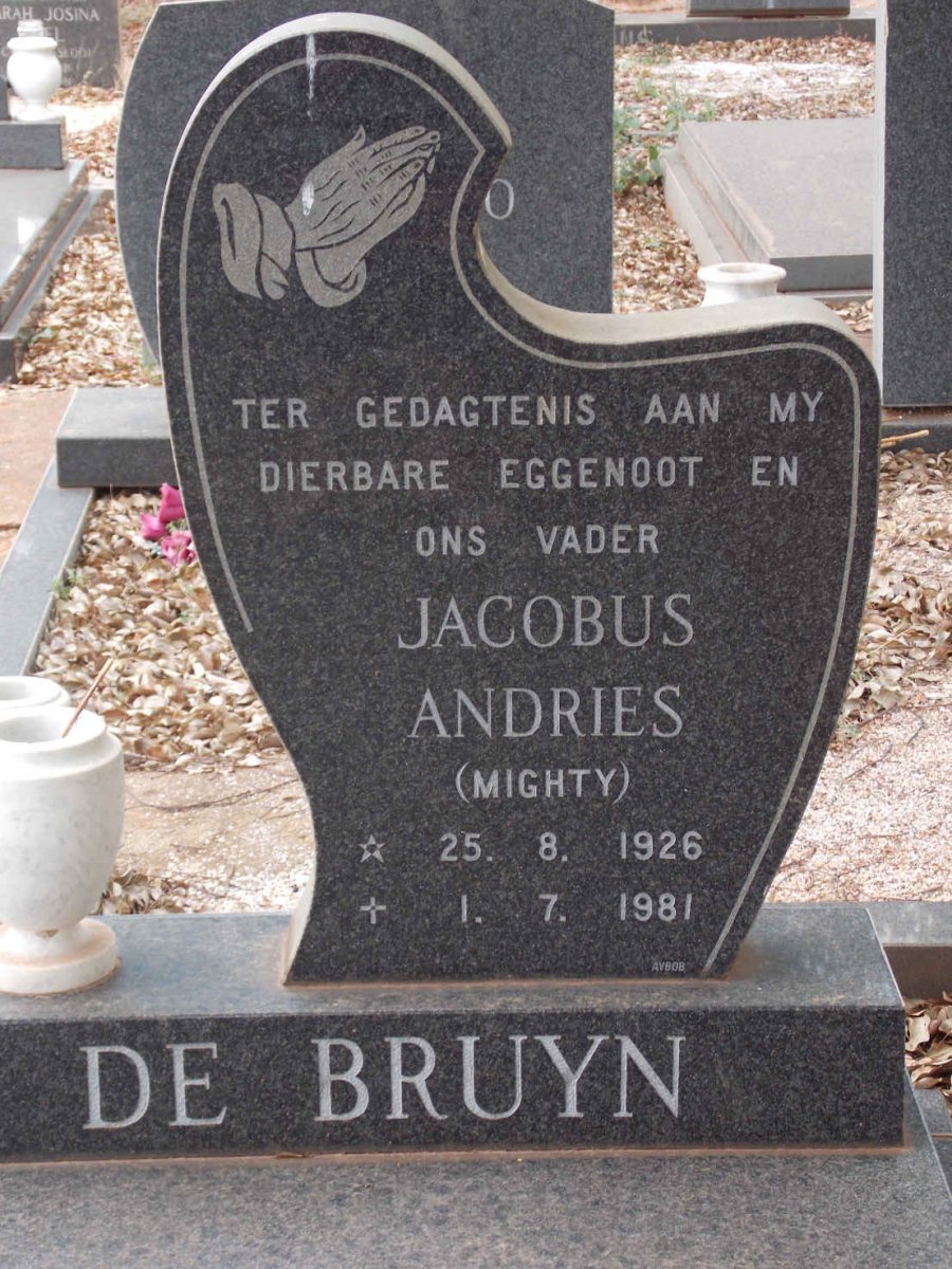 BRUYN Jacobus Andries, de 1926-1981