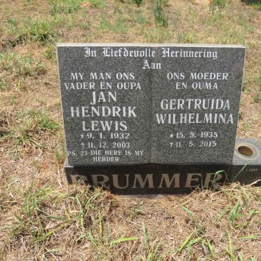 BRUMMER Jan Hendrik Lewis 1932-2003 & Gertruida Wilhelmina 1935-2015