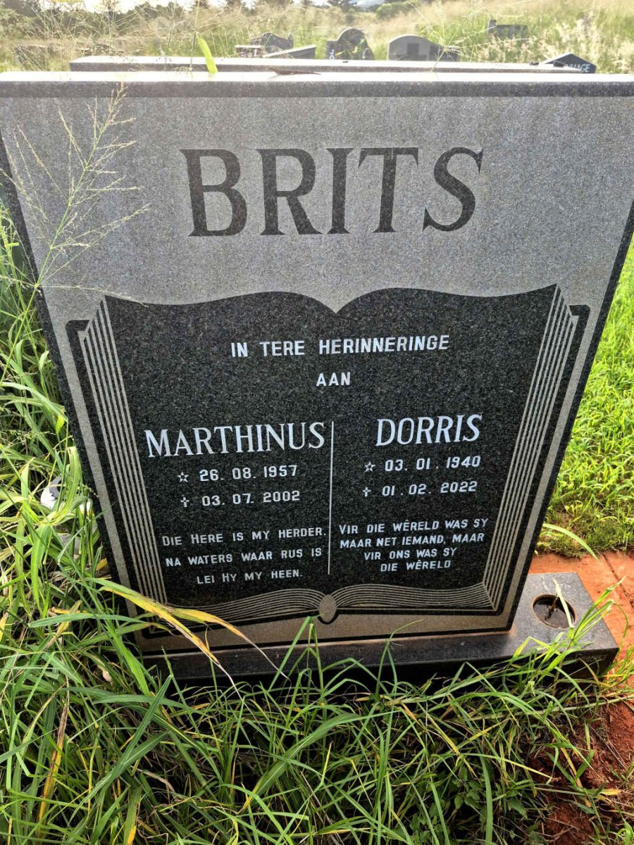 BRITS Dorris 1940-2022 :: BRITS Marthinus 1957-2002
