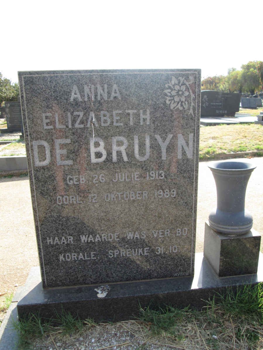 BRUYN Anna Elizabeth, de 1913-1989