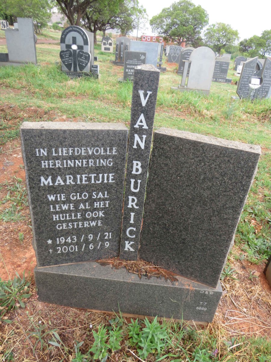 BURICK Marietjie, van 1943-2001