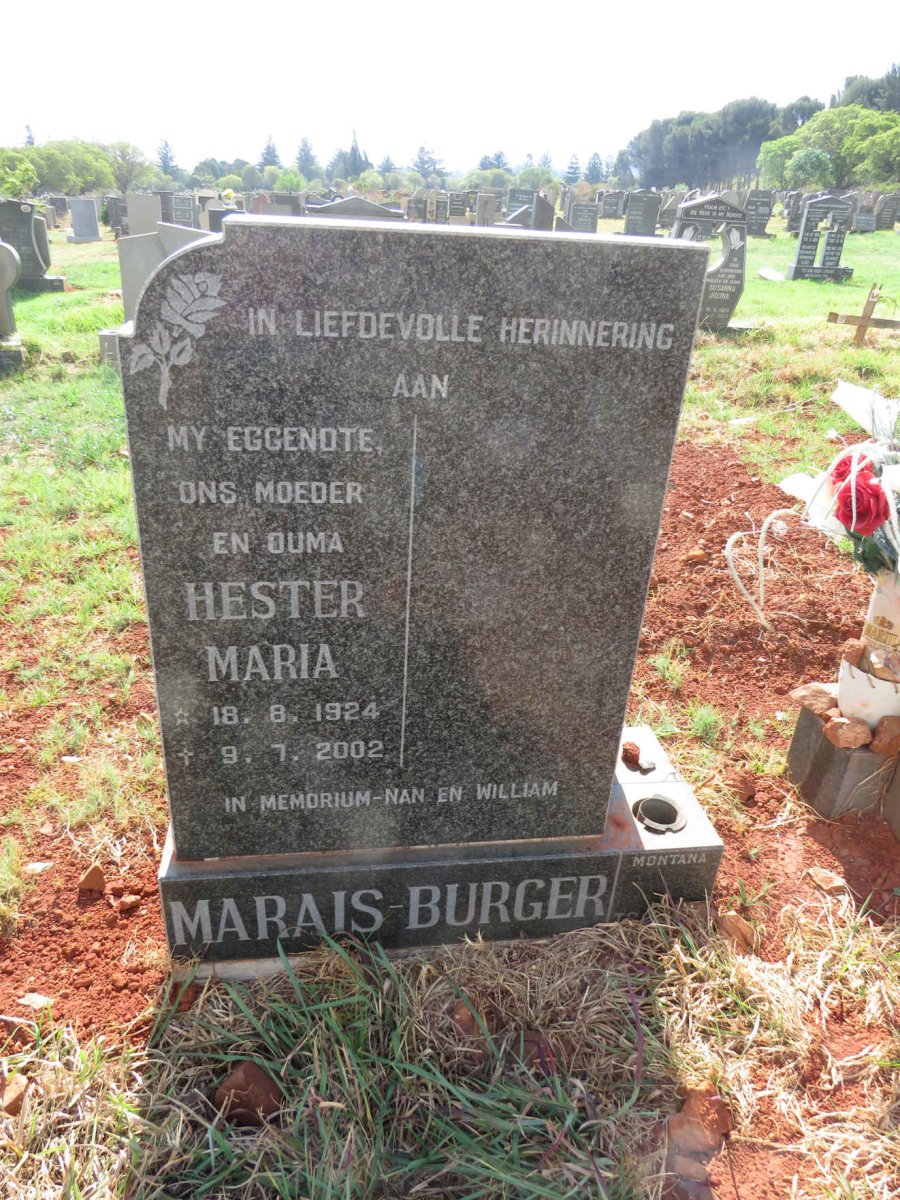 BURGER Hester Maria, MARAIS- 1924-2002