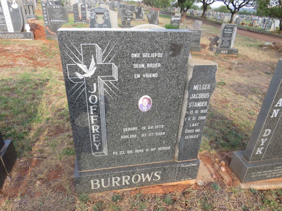 BURROWS Melger Jacobus Stander 1959-2008