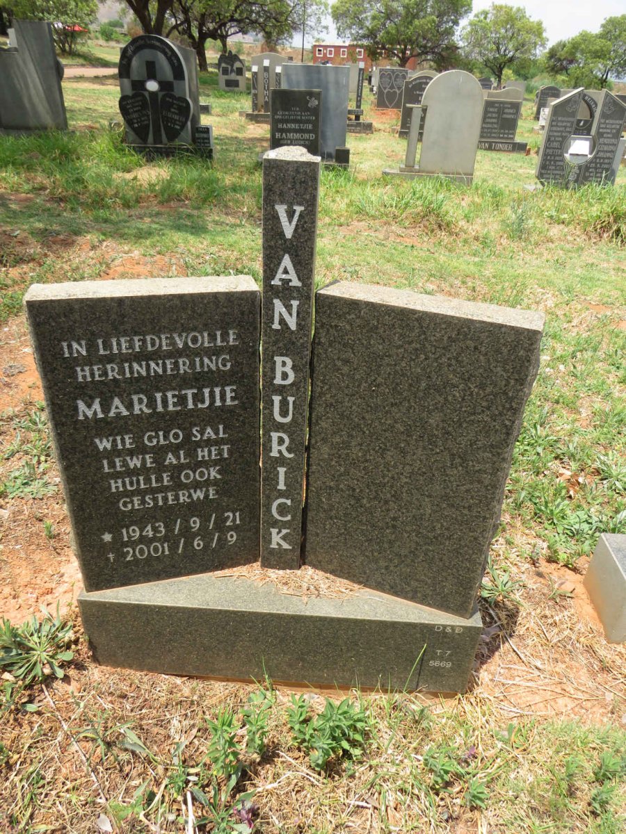 BURICK Marietjie, van 1943-2001