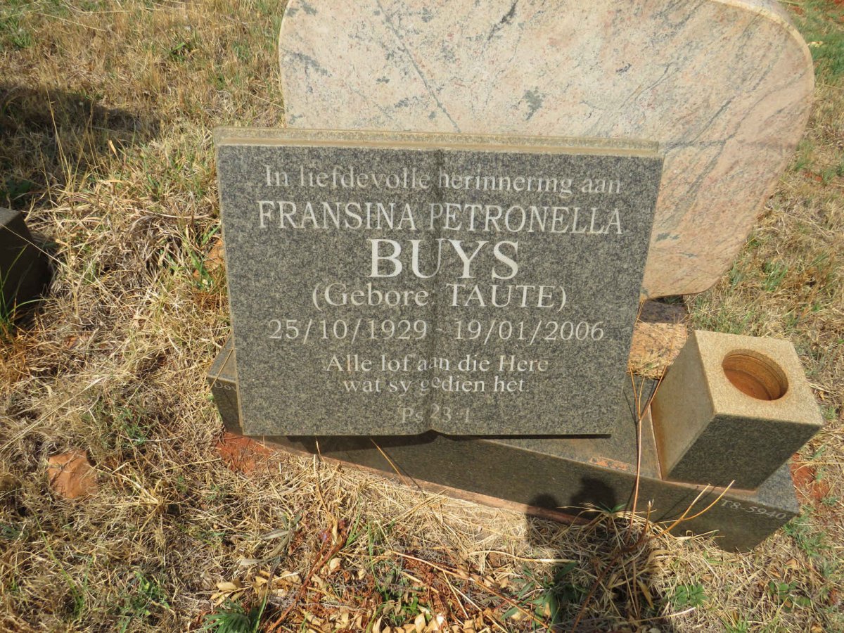 BUYS Fransina Petronella nee TAUTE 1929-2006