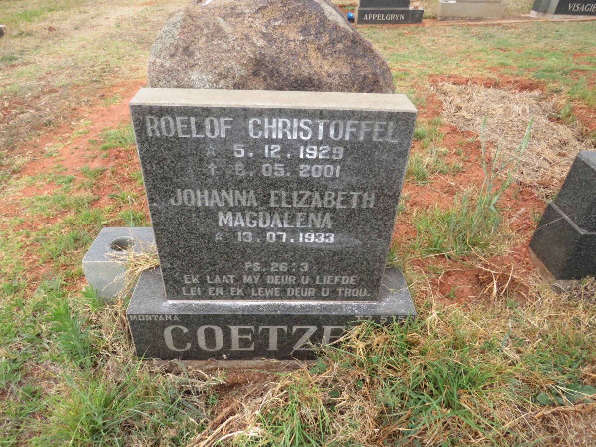 COETZEE Roelof Christoffel 1929-2001 & Johanna Elizabeth Magdalena 1933-