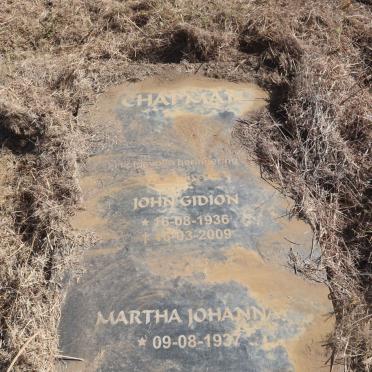 CHAPMAN John Gidion 1936-2009 & Martha Johanna 1937-