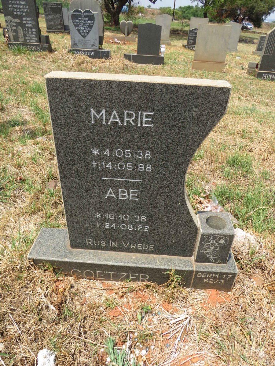 COETZER Abe 1936-2022 :: COETZER  Marie 1938-1998