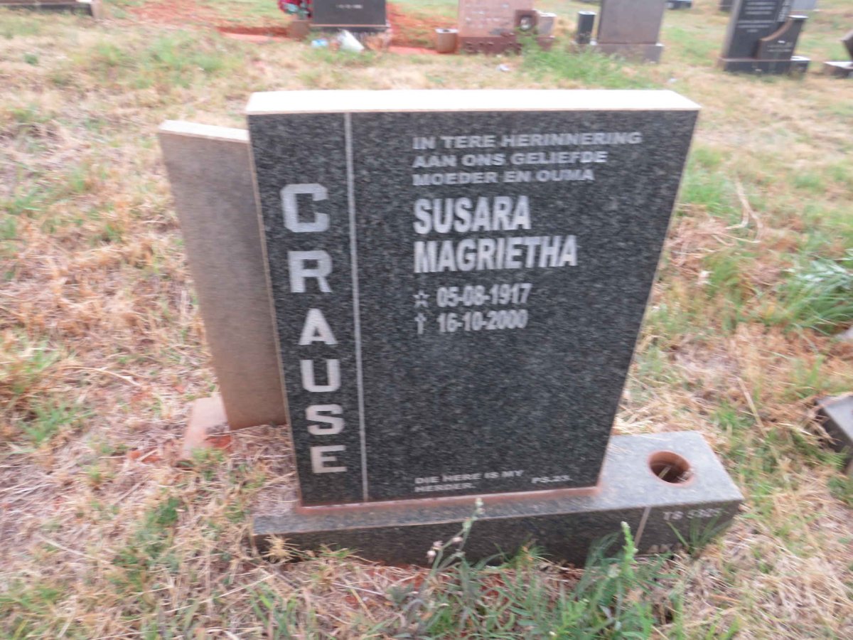CRAUSE Susara Magrietha 1917-2000