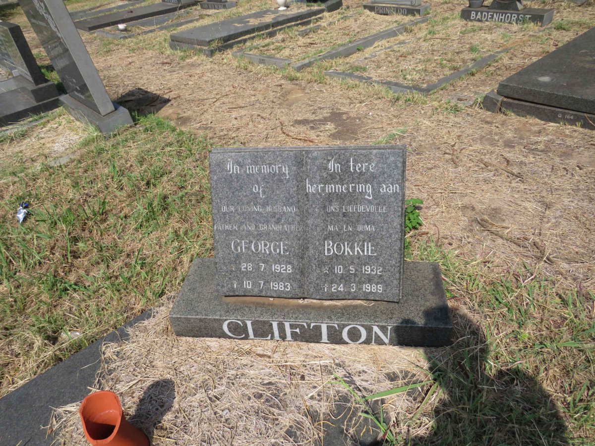 CLIFTON George 1928-1983 & Bokkie 1932-1989