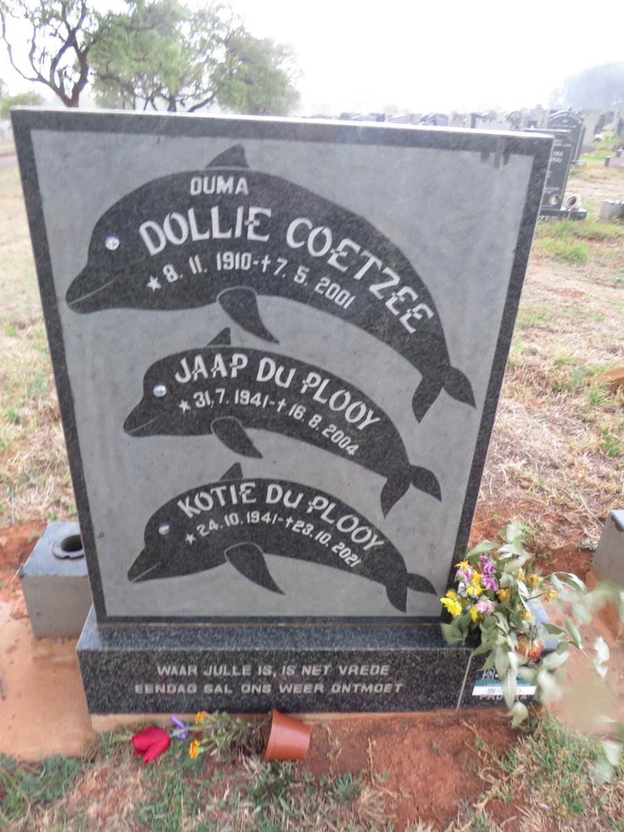 COETZEE Dolly 1910-2001 :: DU PLOOY Jaap 1941-2004 & Kotie 1941-2021