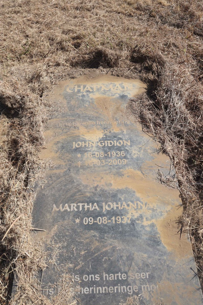 CHAPMAN John Gidion 1936-2009 & Martha Johanna 1937-