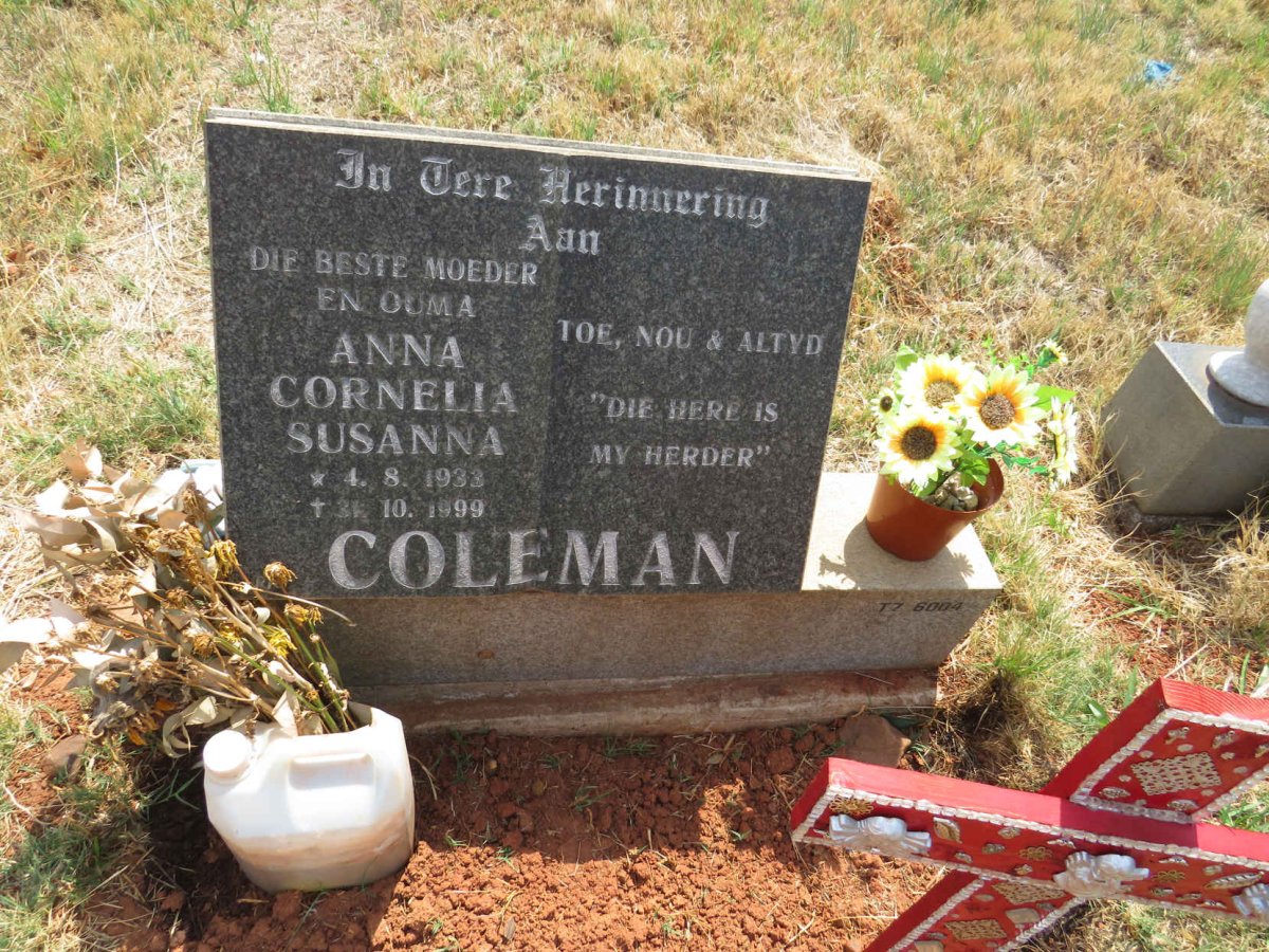 COLEMAN Anna Cornelia Susanna 1933-1999