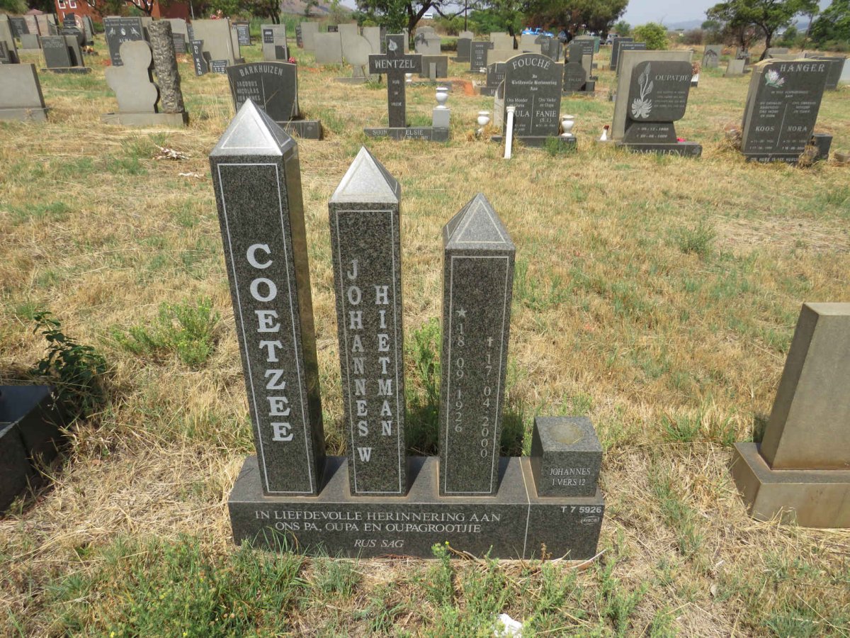 COETZEE Johannes W. Hietman 1926-2000